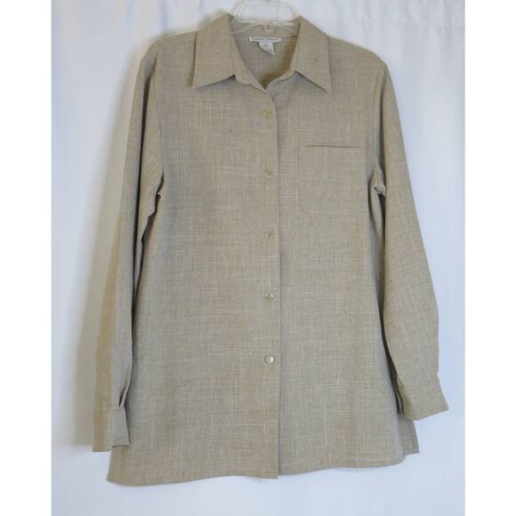 VINTAGE Stephanie Andrews Jacket Blazer Size 10 Polyester Buttons Tan Preppy - Picture 9 of 11